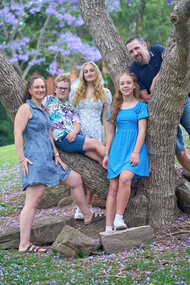 Jacaranda mini session in Hornsby with family of five