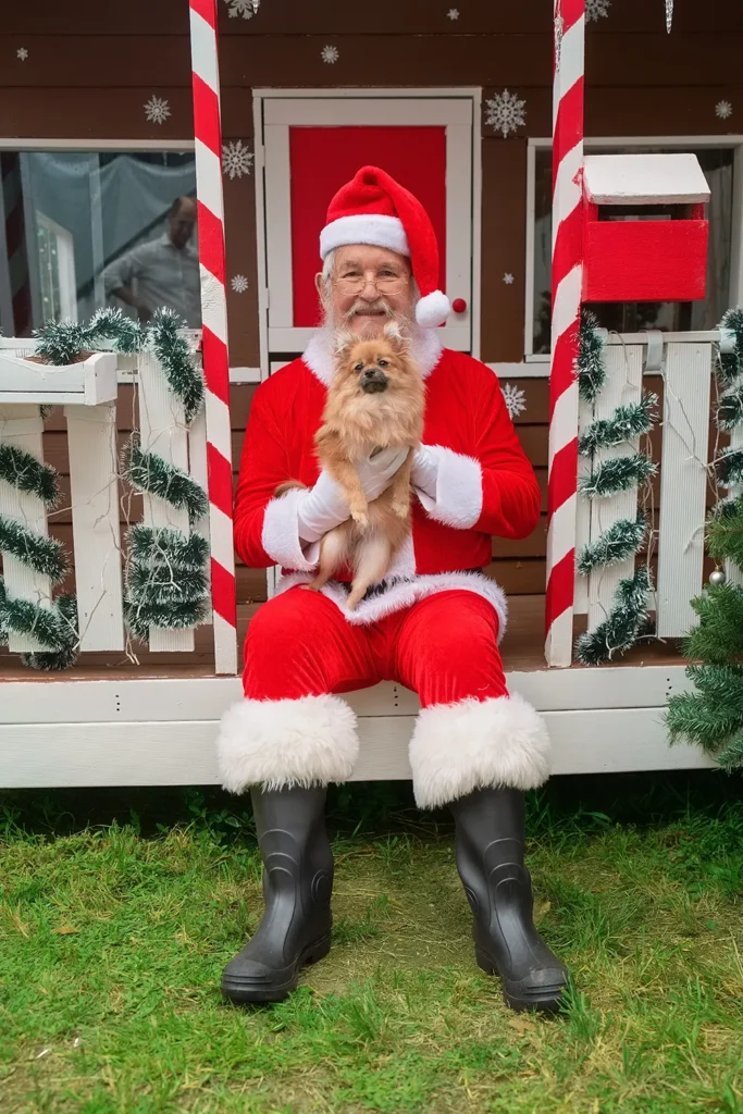Santa holds dog, Mount Colah Hornsby